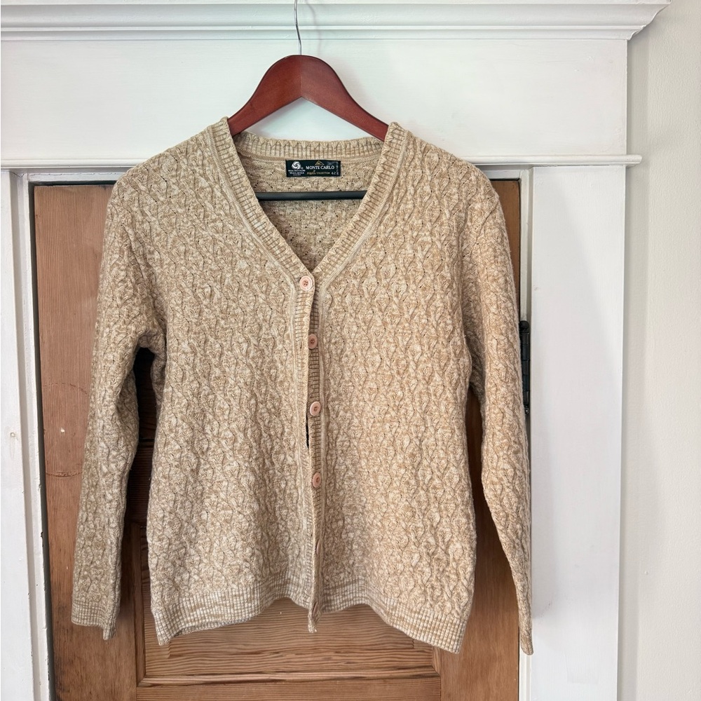 Classic Cream Cable Knit Button Cardigan - Wool Blend